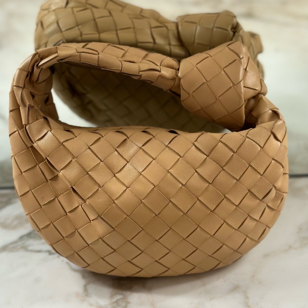 Bottega Veneta
Jodie Mini Intrecciato Knot Hobo Bag nude